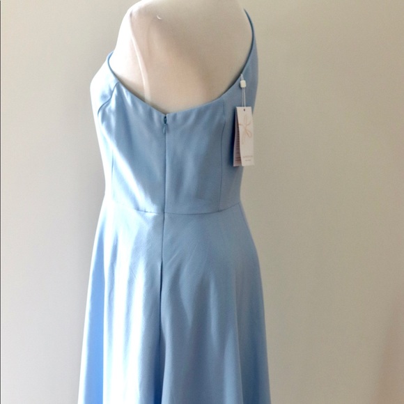 Celine Gal-meets-Glam Bluestone One shoulder dress NWT Petite 8 Formal  Wedding